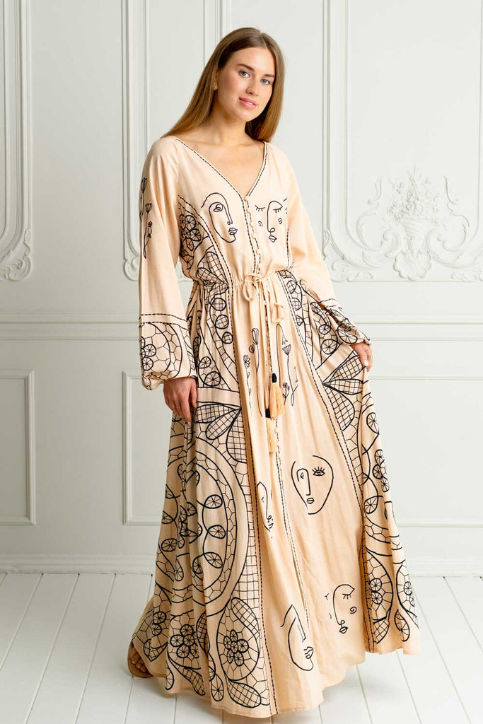 Canvas Embroidered Dress