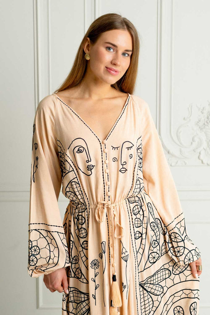 Canvas Embroidered Dress