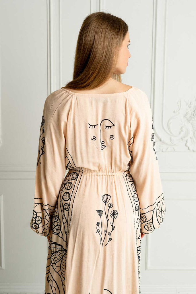 Canvas Embroidered Dress