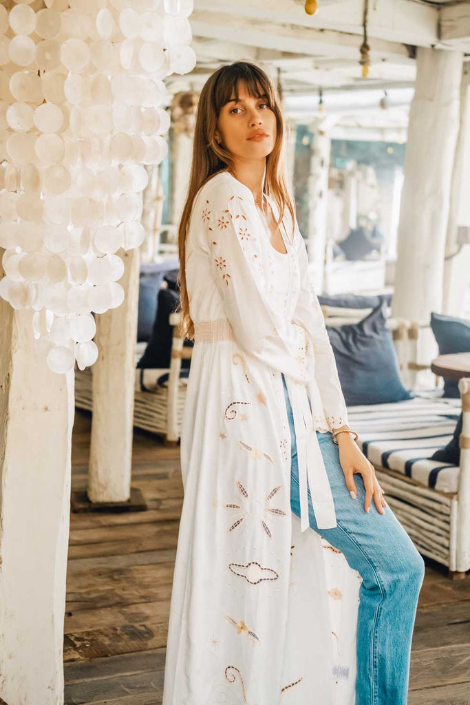 Angelina Kimono Duster (White)