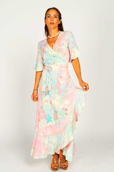 Chania Sunset Maxi Wrap Dress