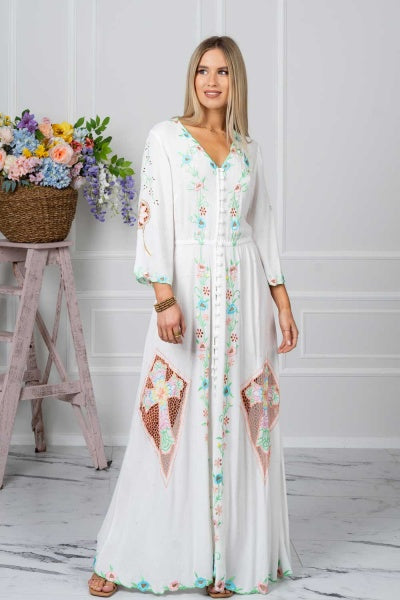 Paros Button Up Dress (Ivory)