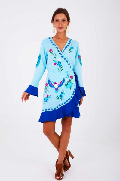 Santorini Mini Wrap Dress