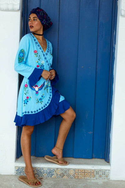 Santorini Mini Wrap Dress