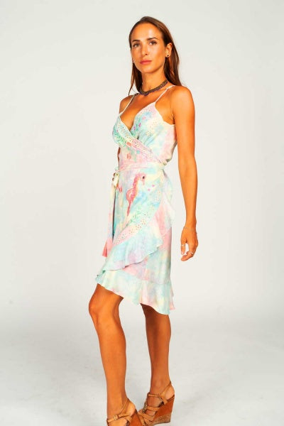Chania Sunset Slip Wrap Dress