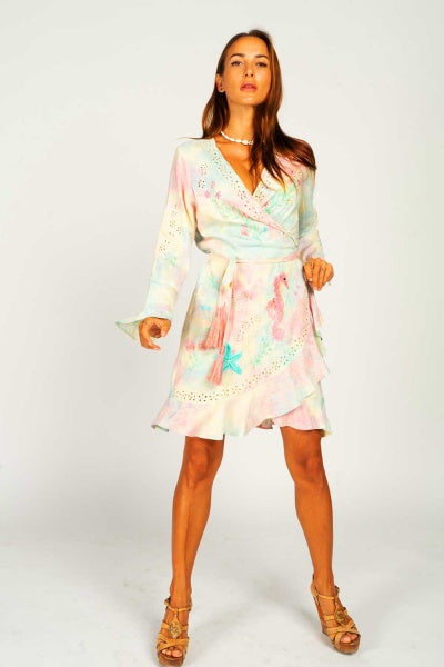 Chania Sunset Mini Wrap Dress