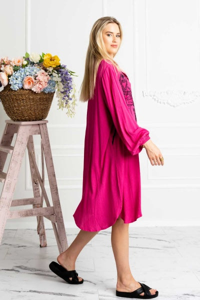 Magical Forest Shirt Dress (Pink Orchid)